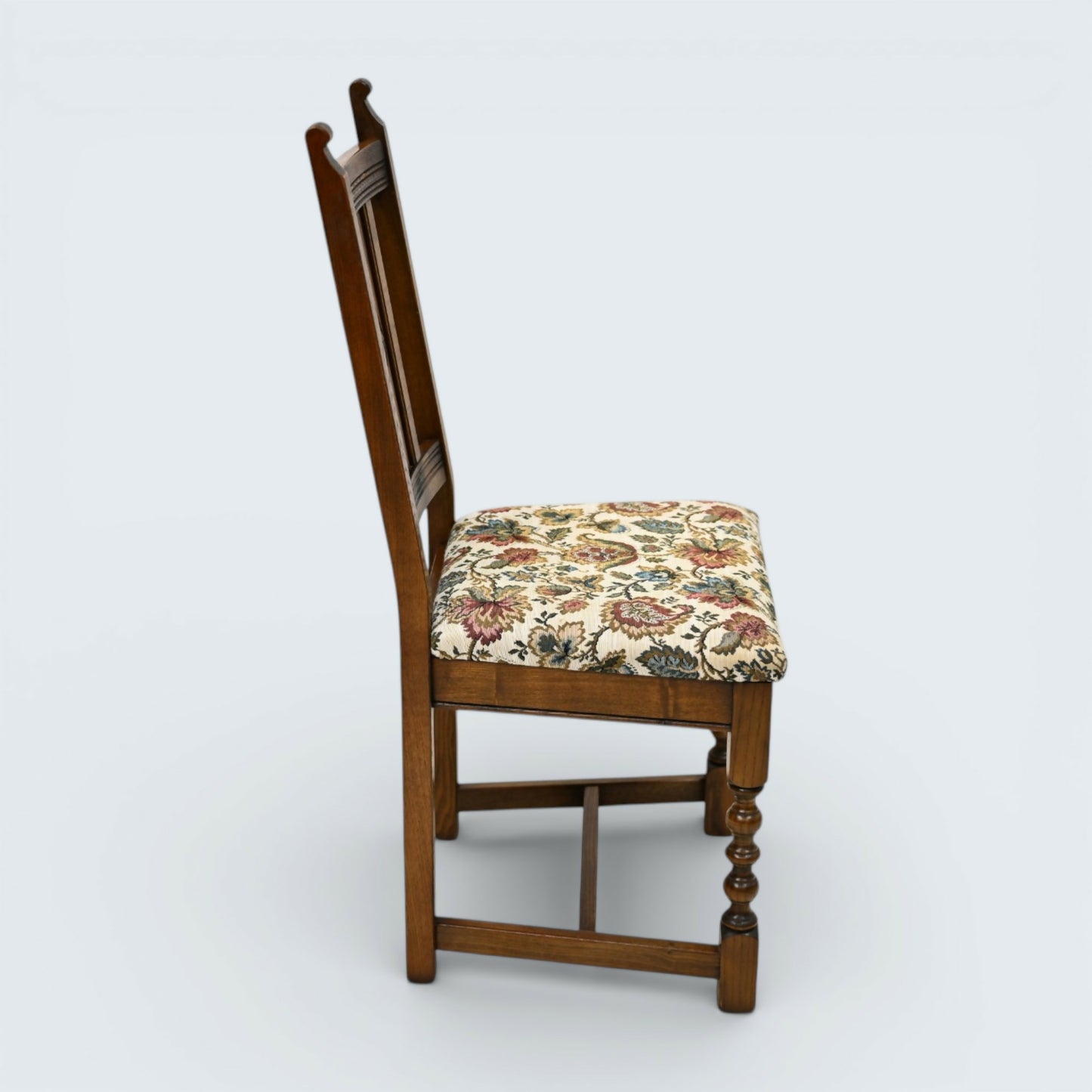 6 Yorke Old Charm Dining Chairs Trellis Fabric Light Oak Frames FREE UK Delivery