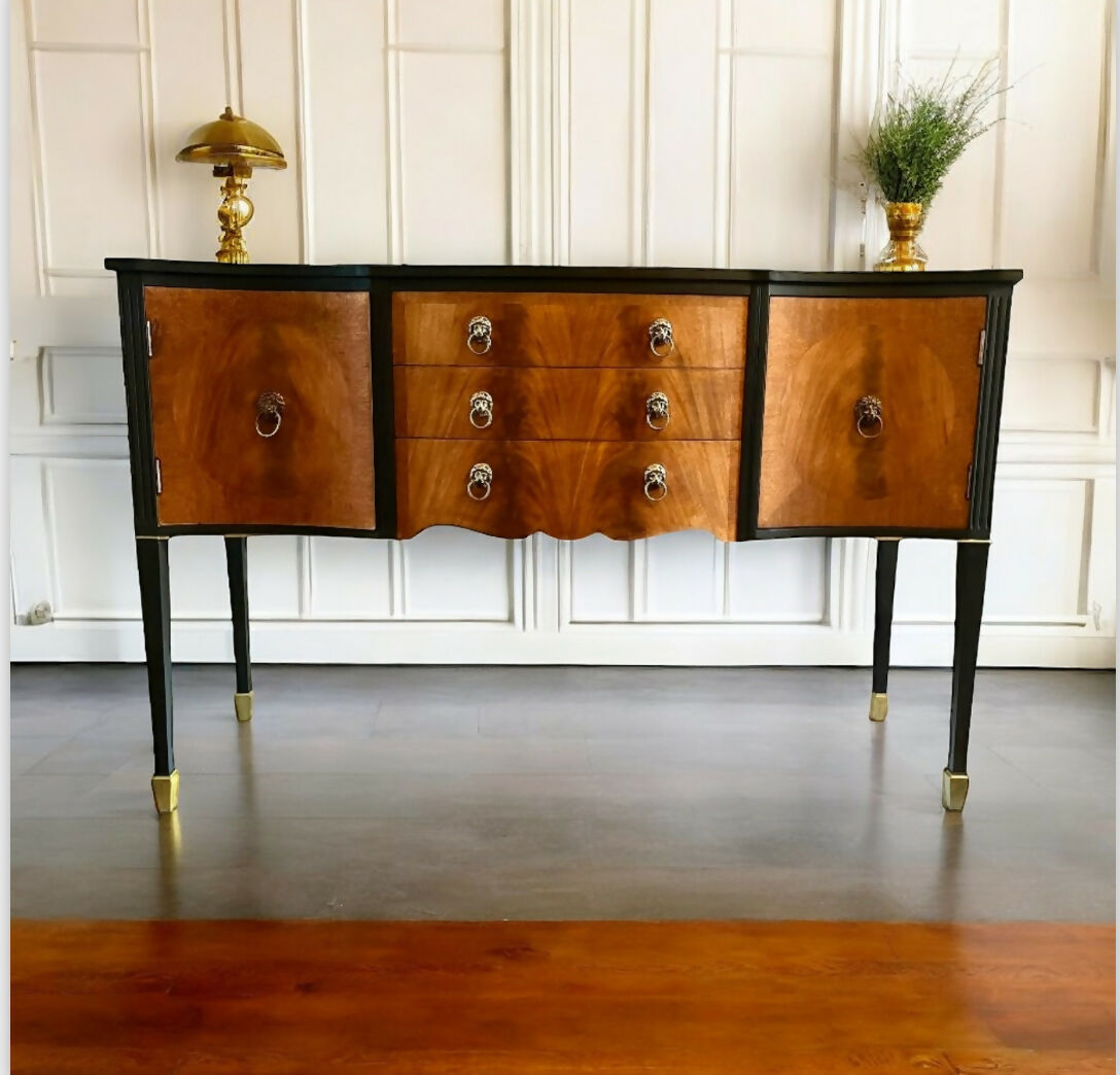 Vintage Serpentine Flame Mahogany Sideboard