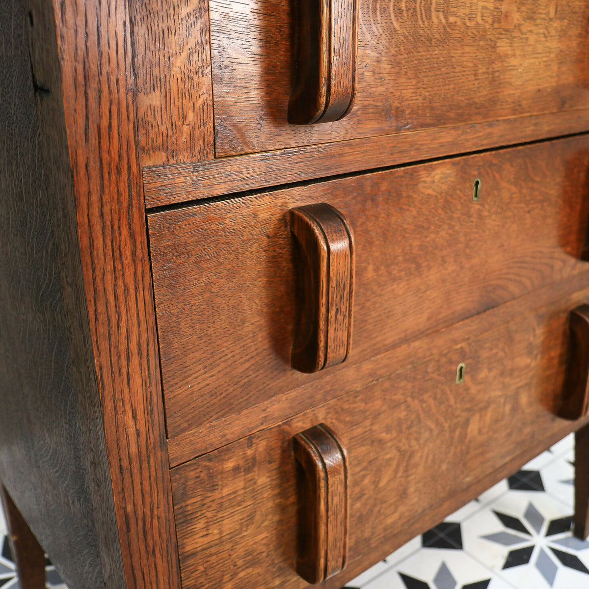 Oak Bureau Handmade Solid Oak with Three Drawers