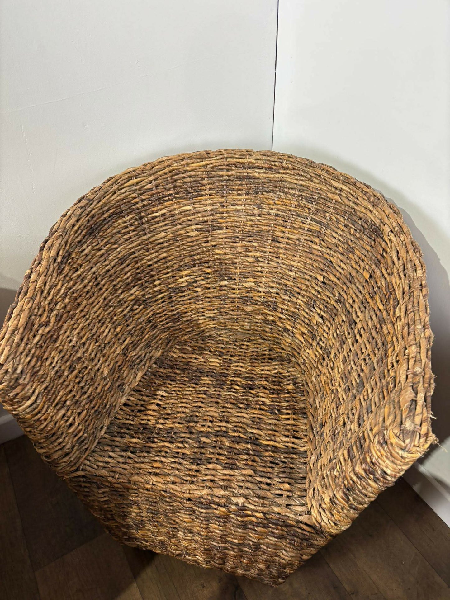 Set of Four Hand-Woven Abaca Fibre Tub Chairs