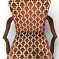 Antique Upholstered Armchair 93cm High 57cm Wide Red Pattern Fabric Wooden Frame