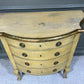 Vintage Yellow Painted Chest Of Drawers Italian Origin Gilded Banding Late 1890’s