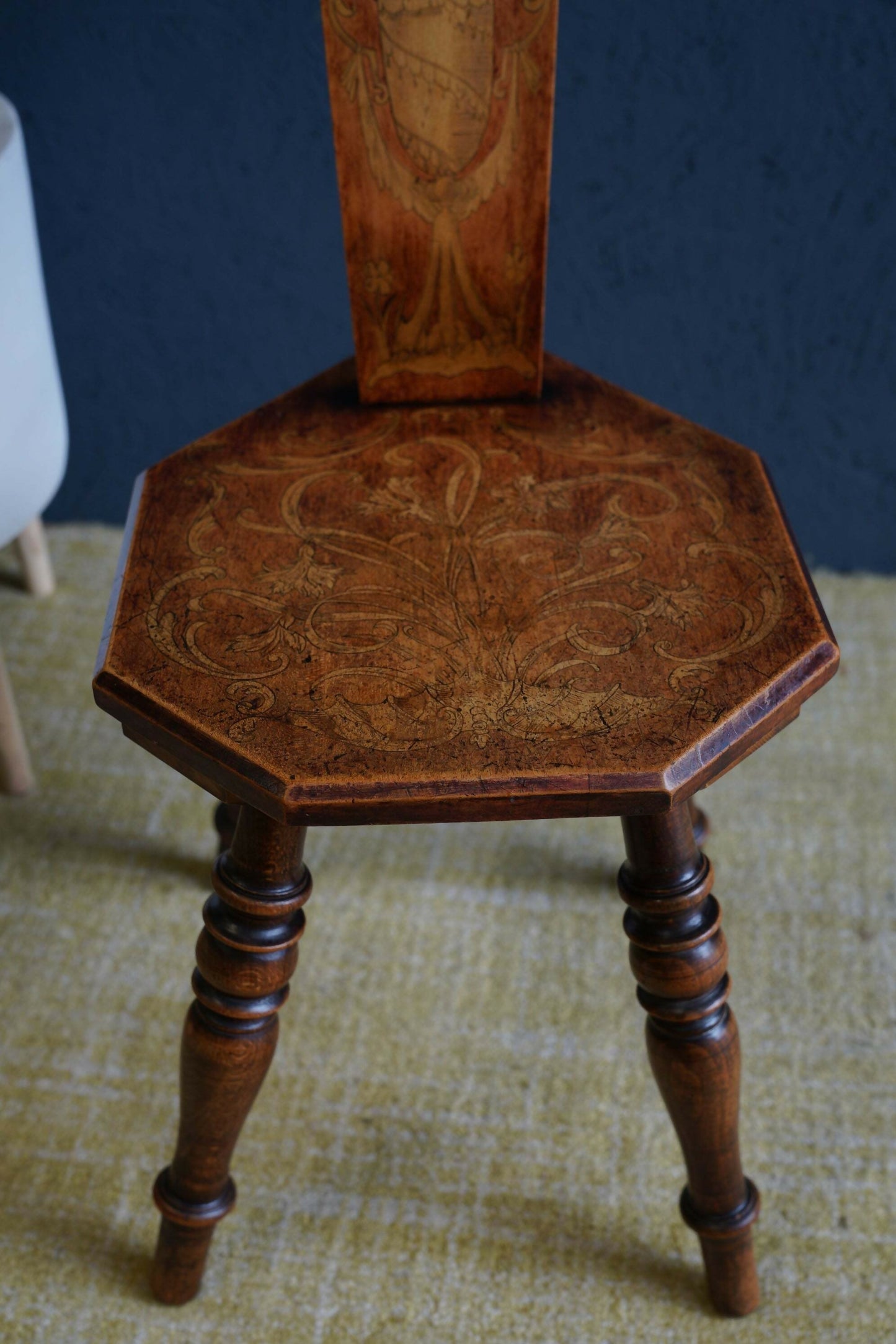 Vintage Beech And Oak Heart Back Chair