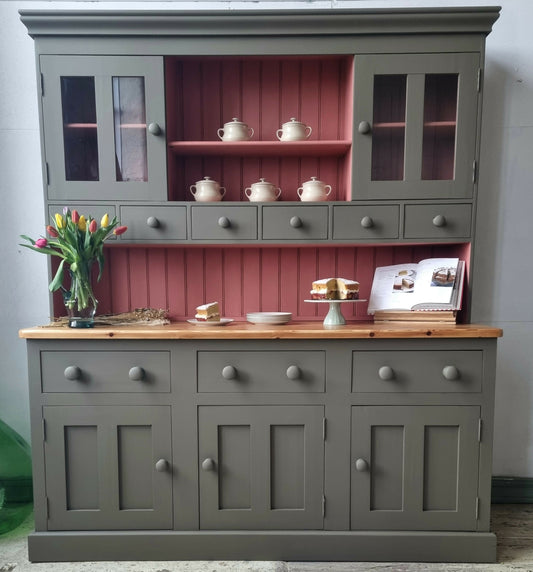 SOLD OUT Solid Vintage Pine Welsh Dresser, Painted Bespoke Dresser, Country Kitchen, Farmhouse, Shop Display, Cafe, Pub