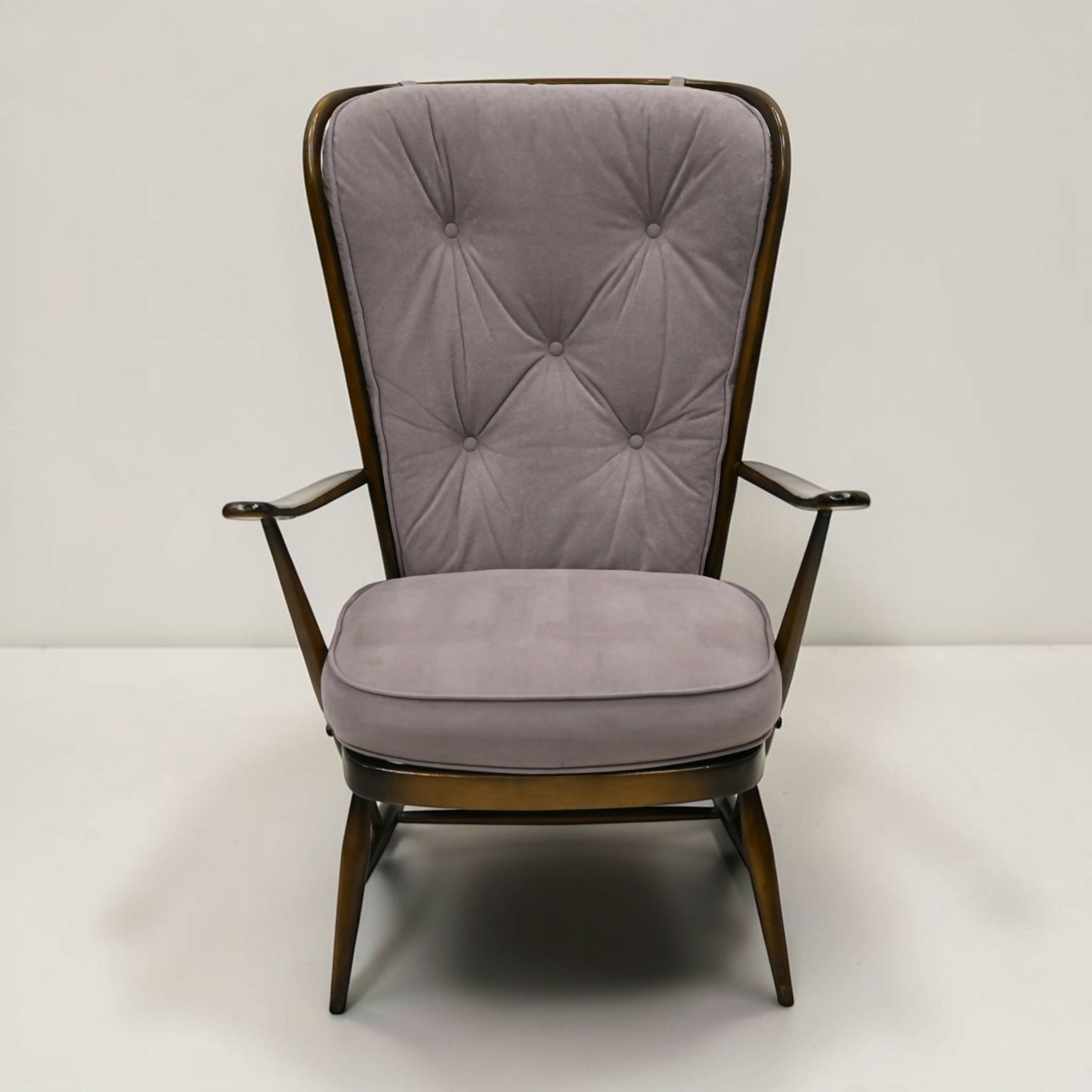 Ercol Windsor Easy Chair Armchair Tall Back Lilac Upholstery FREE UK Delivery