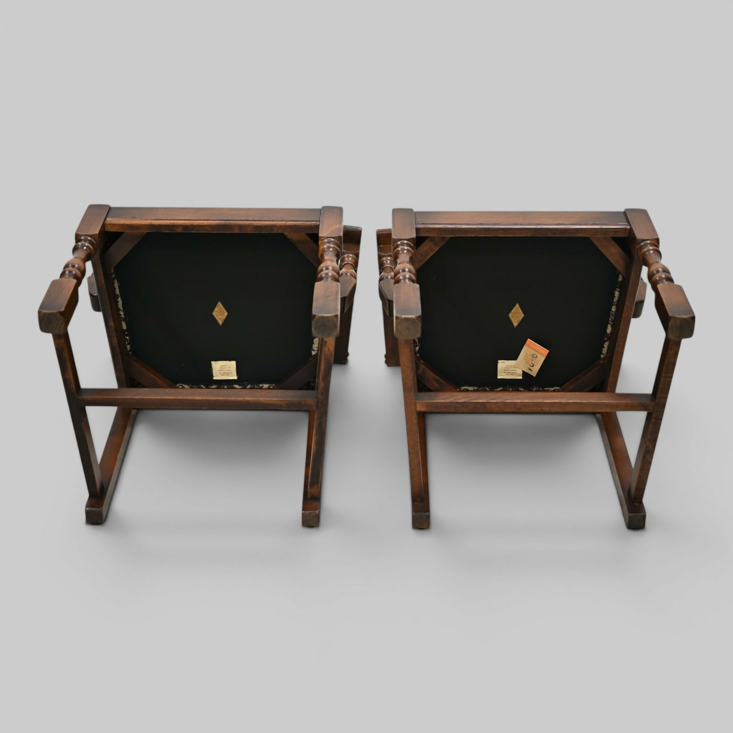 2 Old Charm Dining Chairs Carvers Light Oak Finish Tudor Fabric FREE UK Delivery