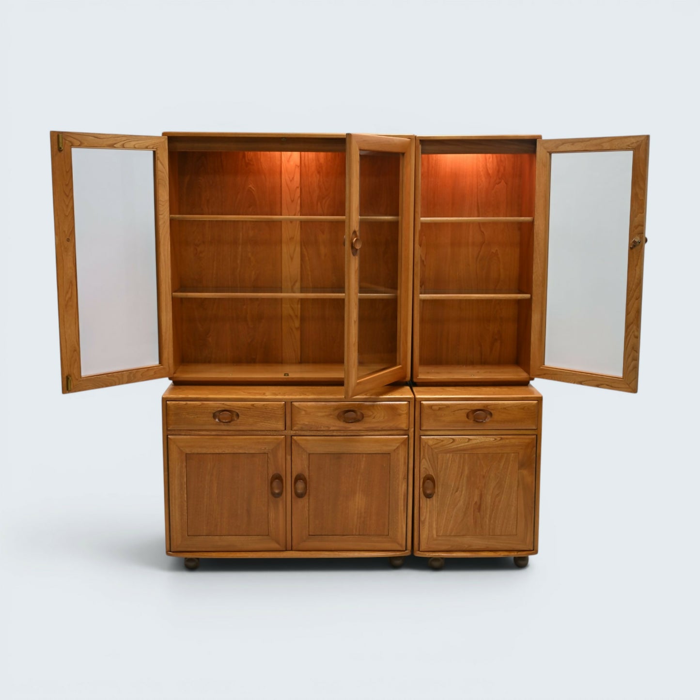 Ercol Windsor Wall Unit Display Cupboard 4 Piece Light Finish FREE UK Delivery