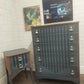 Grey striped 5 drawer dresser