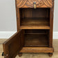 Pair of Bedside Tables Antique French Oak Carved Marble Top Cabinets LOT 6603