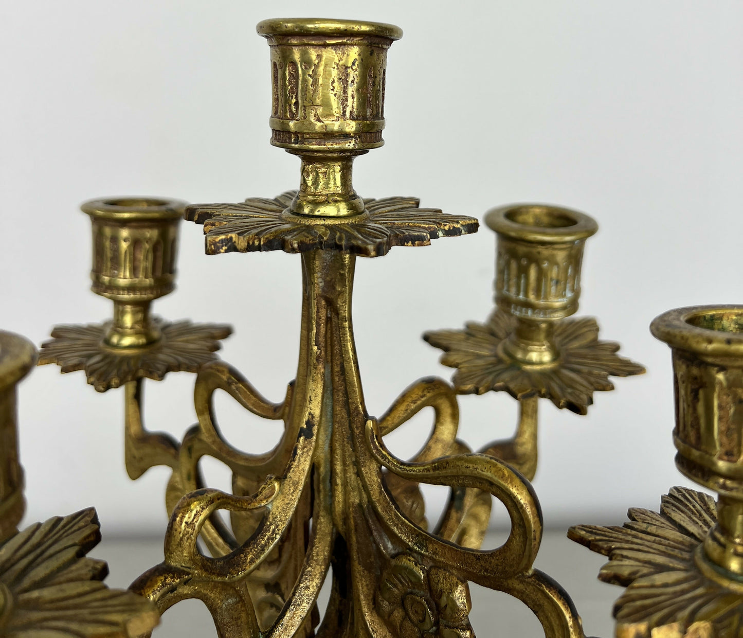 Pair of Candelabras Vintage French Style Ornate 5 Arm Candle Holders LOT 6475