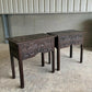 Antique Oak 19th C Gothic revival side tables chest of drawers