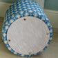Circular Drum Stool / Ottoman. Newly Reupholstered in a Great Quality Belgium Linen