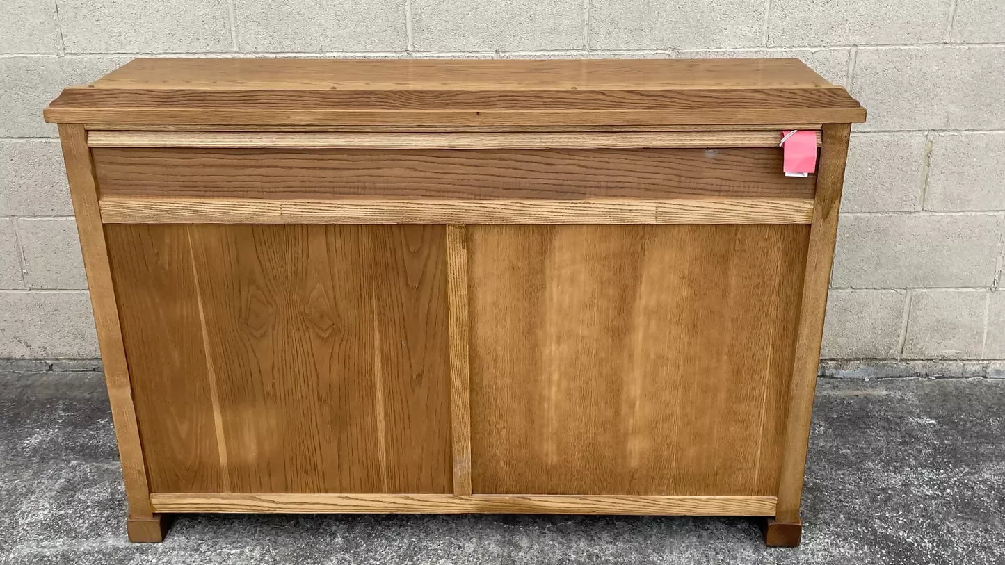 A WOOD BROTHERS OLD CHARM VINTAGE CARVED OAK SIDEBOARD / DRESSER BASE.