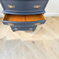 Vintage navy blue chest of drawers William Morris decoupage tallboy
