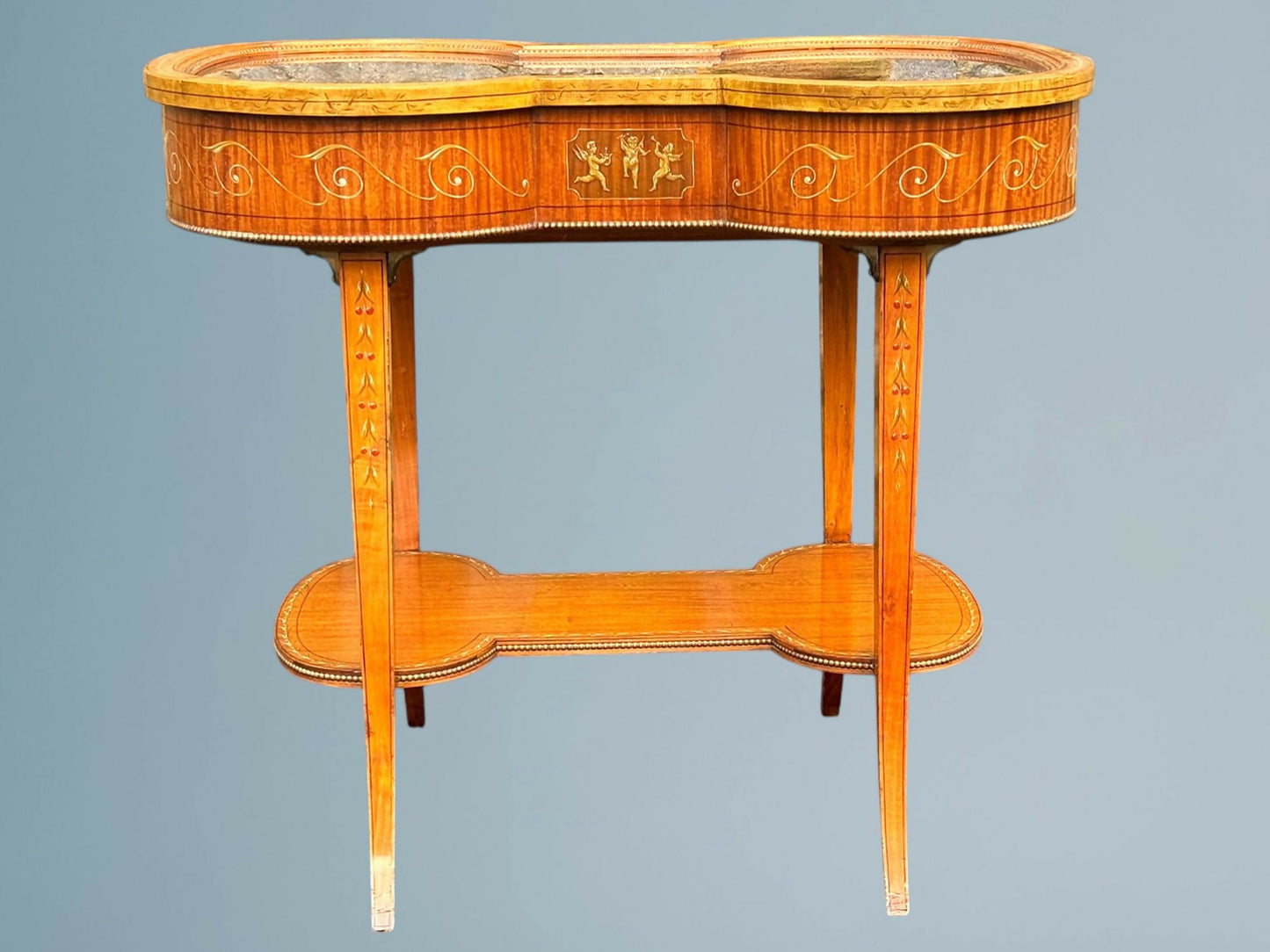 Edwardian Painted Satinwood Bijouterie Table / Vitrine