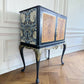 Vintage Unique Art Deco Style queen Anne Blue Drinks Cocktail Cabinet gin bar