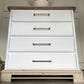 White Chest of Drawers Solid Wood | Hand Painted Vintage Dresser | Rustic Wood Top Bedroom Furniture | Modern Farmhouse Storage
