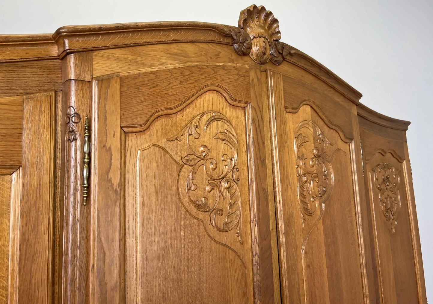 Wardrobe Vintage French Louis XVI Style Four Door Oak Carved Armoire LOT 4930