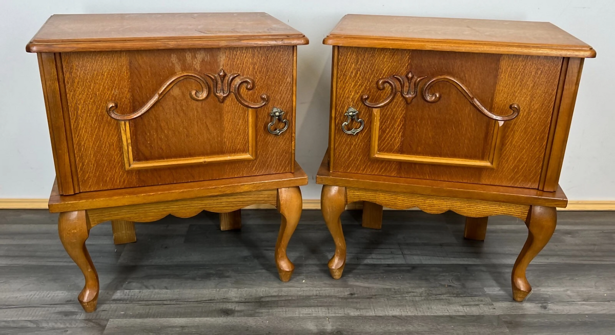 Pair of Bedside Tables Vintage French Louis XVI Cupboards Cabinets LOT 2000