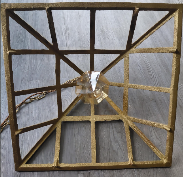 Repurposed Victorian Cloche Pendant Light - Gold Shimmer Finish