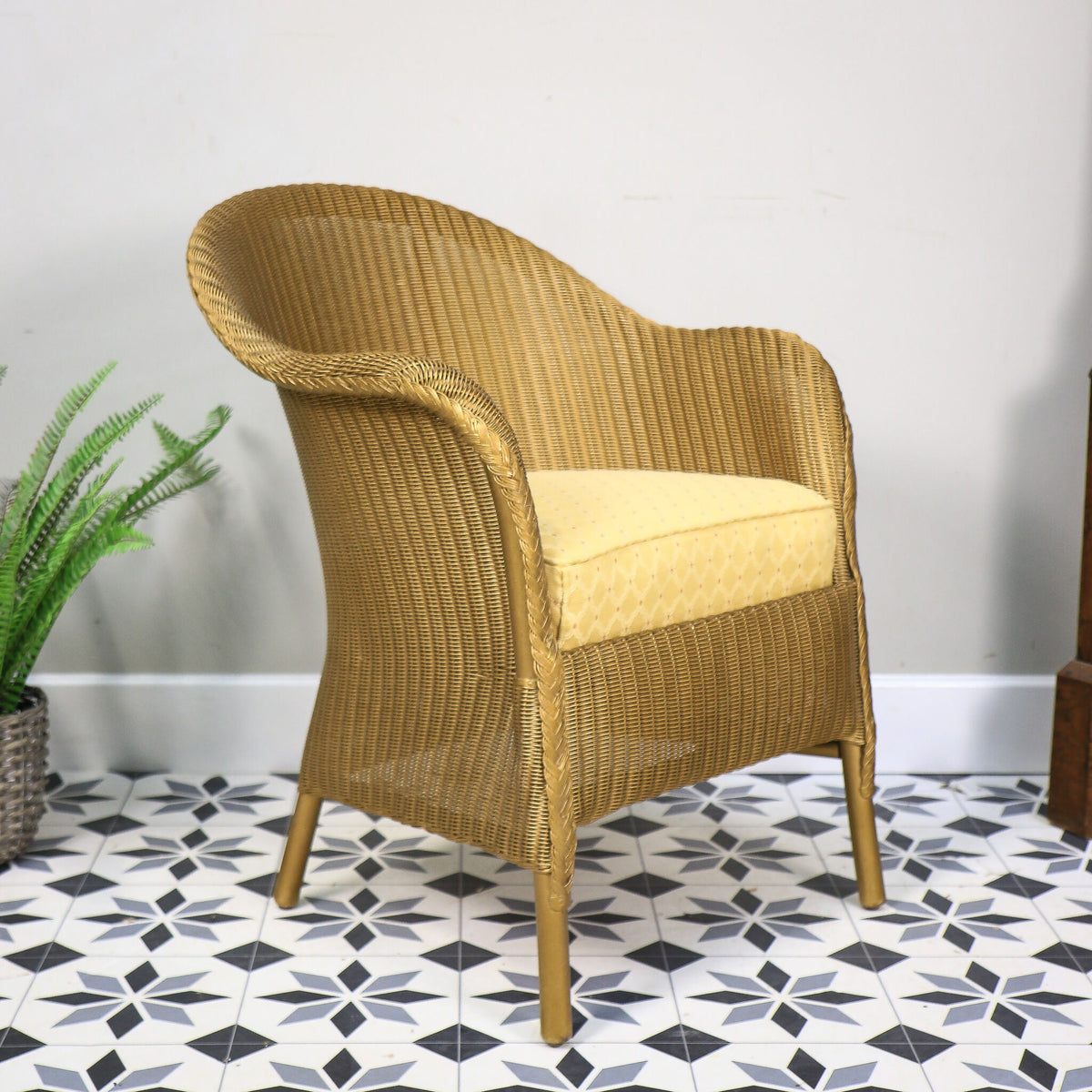 Lloyd Loom Lusty Woven Chair 1950s with Rare Sprung Seat