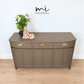 Refinished minimalist neutral taupe brown Nathan sideboard, mid century modern, tv stand, media unit, teak drinks cabinet, cocktail, console