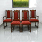 6 Old Charm Dining Chairs Burnt Red Upholstery Tudor Brown FREE UK Delivery