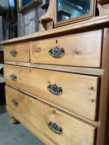 Antique Mid Victorian Pine Mirrored Dressing Chest of Two Over Two Drawers, c.1850