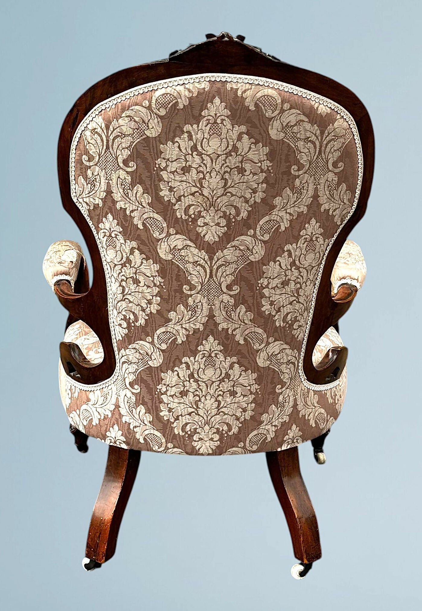Victorian Walnut Open Armchair With Carved Decoration