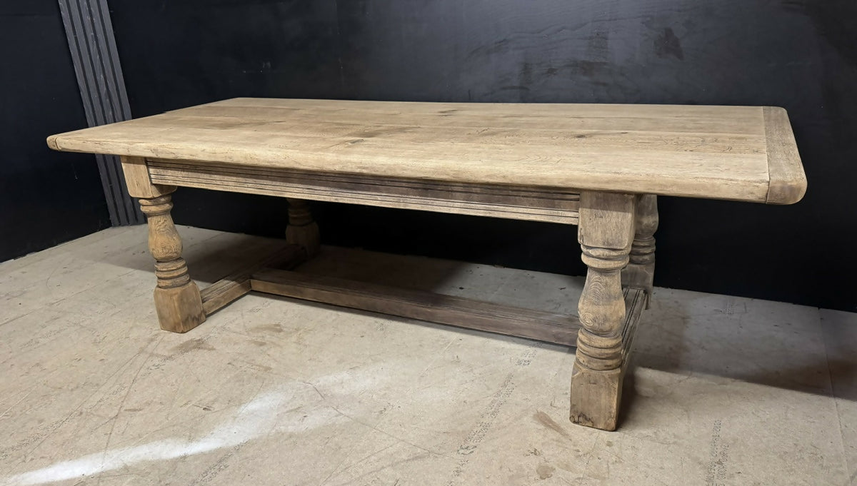 Rare Deep Large Oak Farmhouse Dining Table