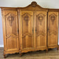 Wardrobe Vintage French Louis XVI Style Oak Four Door Carved Armoire LOT 6516