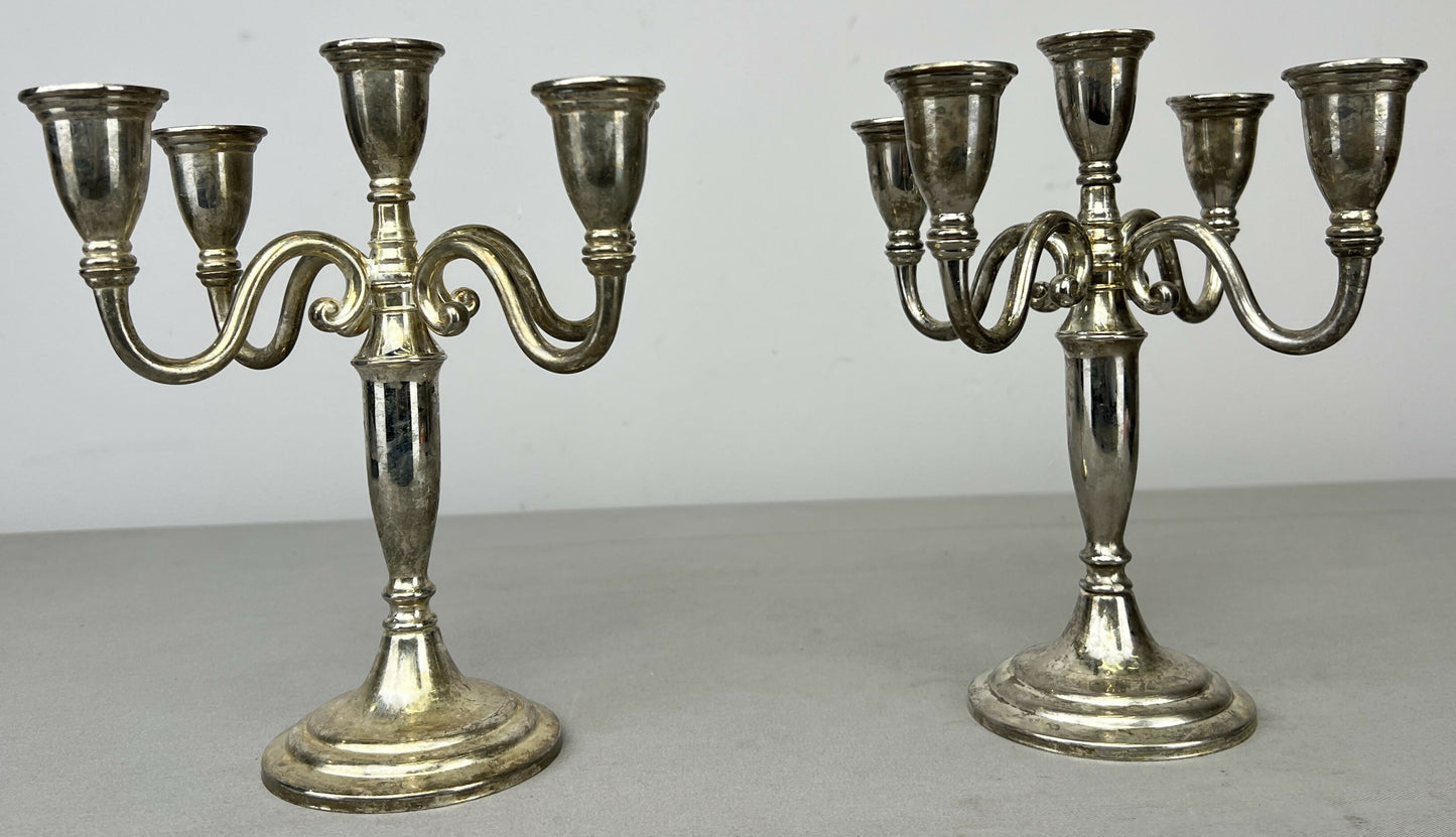 Pair of Candelabras Vintage French Style Metal Five Arm Candle Holders LOT 6482