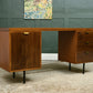 Mid Century Teak Office Desk with Black Top - Danish?