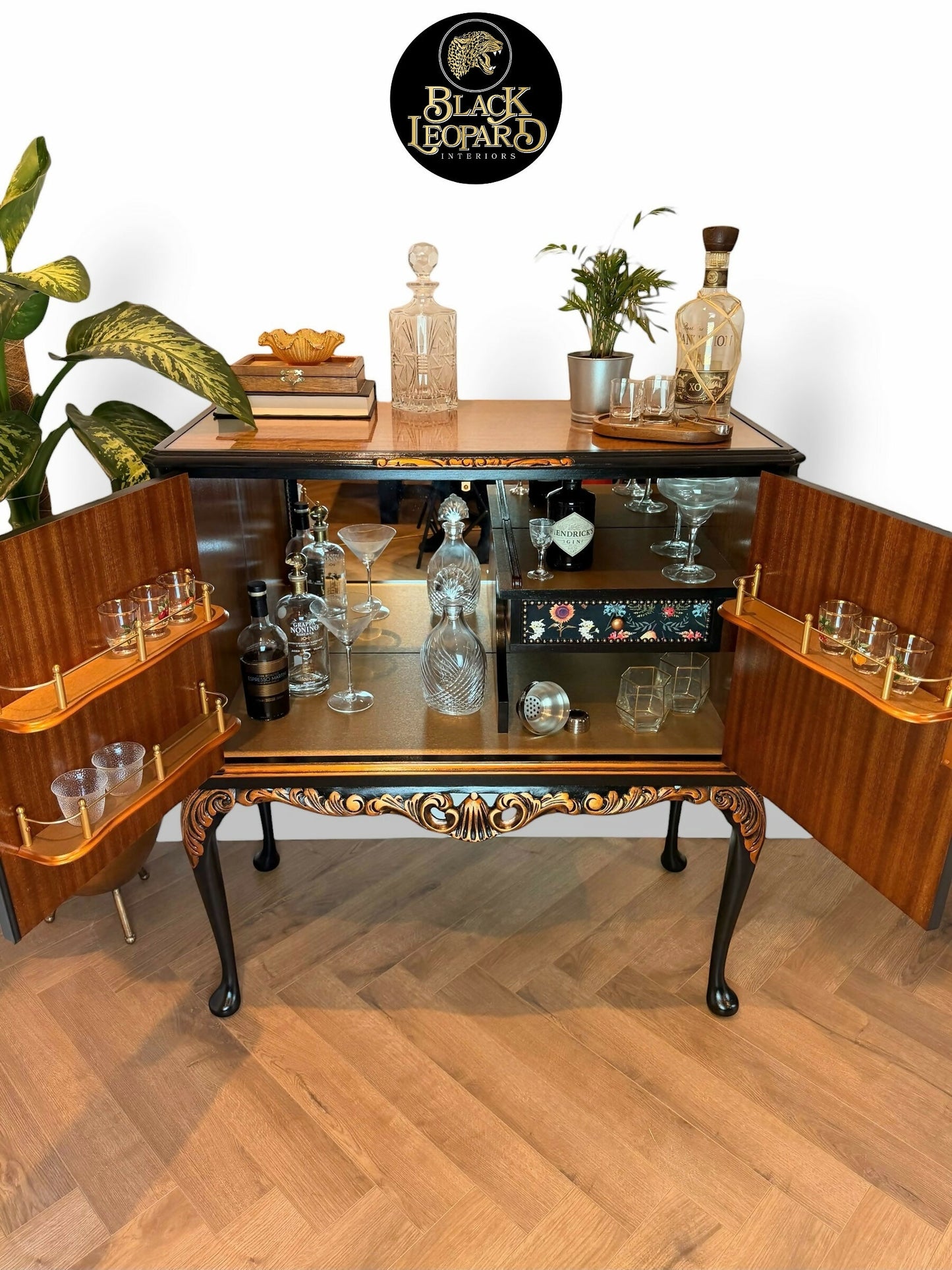 Drinks Cocktail Cabinet Ornate Vintage Home Bar | Velvet, Black, Copper, Florals