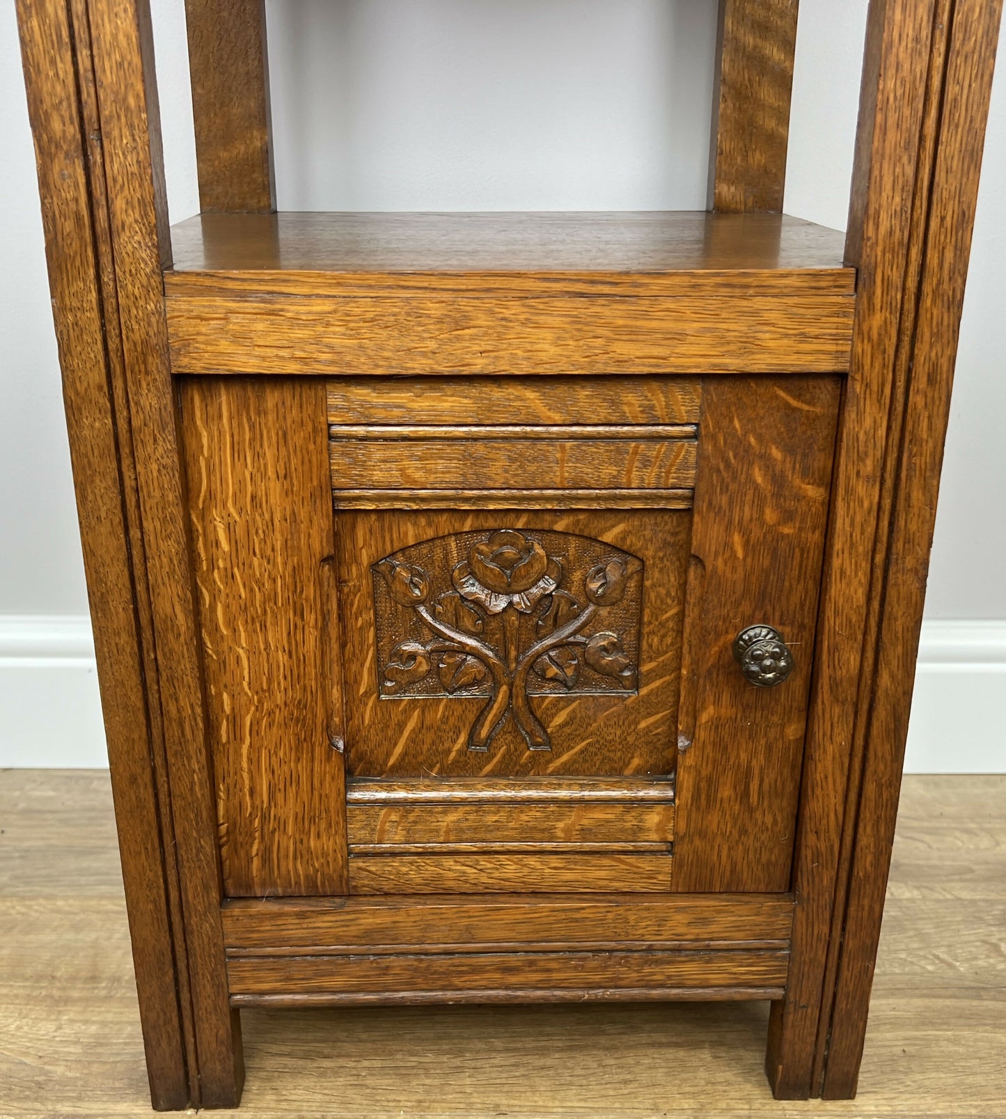 Bedside Table Antique French Style Marble Top Oak Cabinet Nightstand LOT 6241