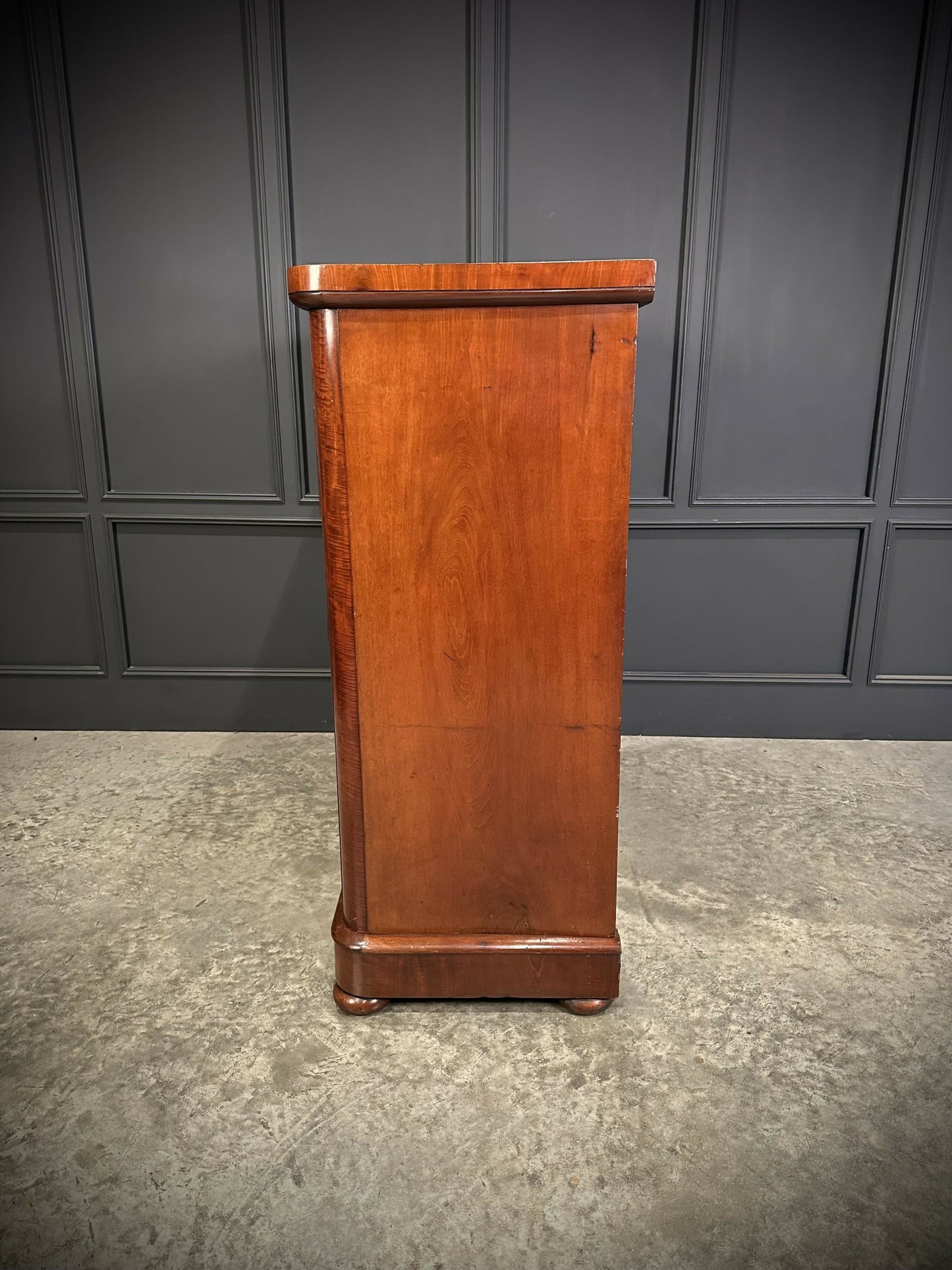 Large Vintage Victorian Tallboy Flame Mahogany Chest Of Drawers