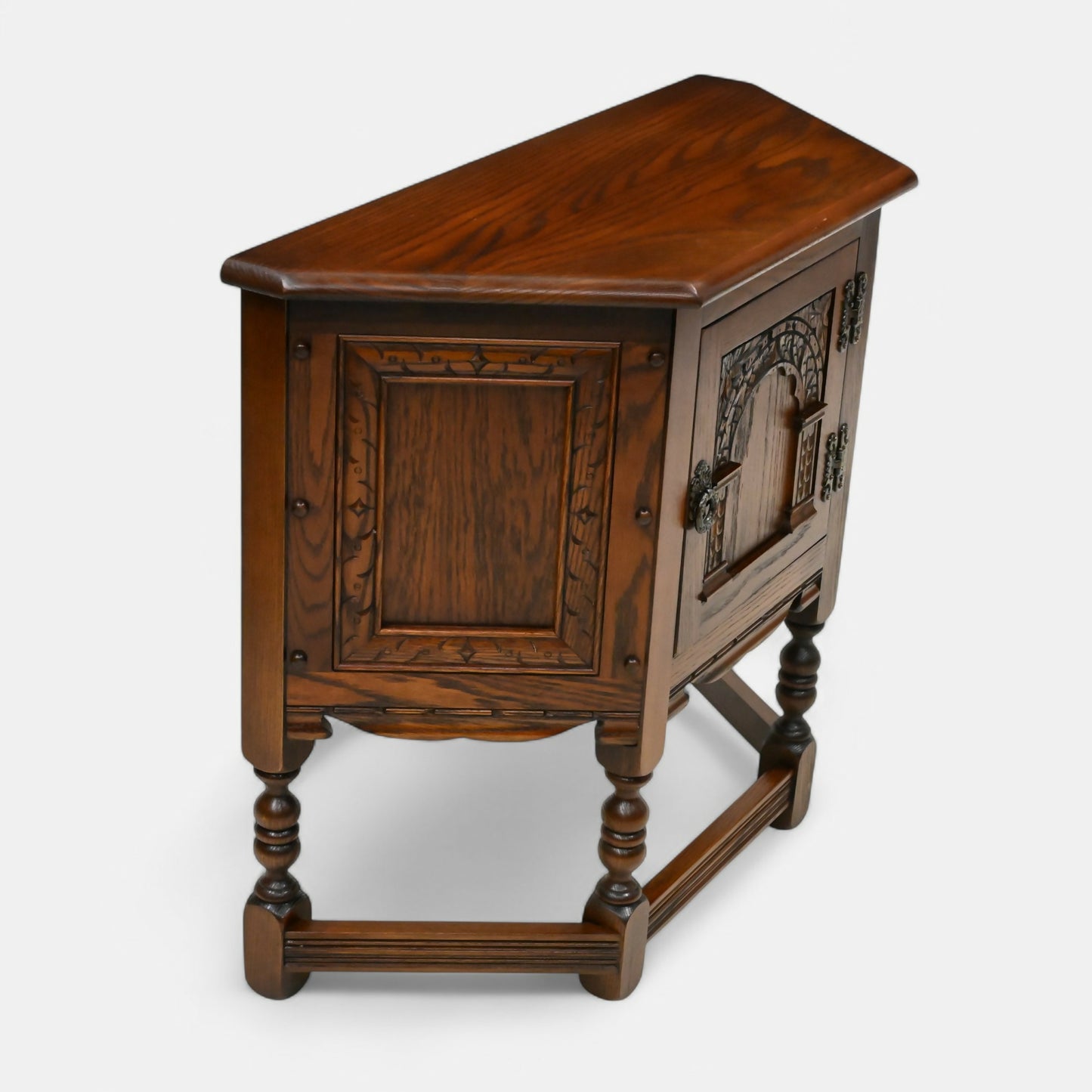 Old Charm Canted Table With Cupboard Finished In Tudor Brown FREE UK Delivery*. SBR10710/1507E