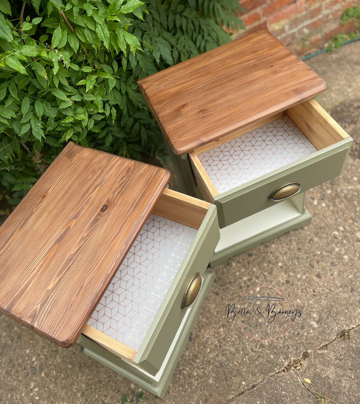 Solid Pine Farmhouse Rustic Bedside Cabinets Drawers