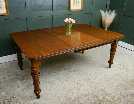 Victorian Oak Wind Out Dining Table with Extension Leaf - 181 cm