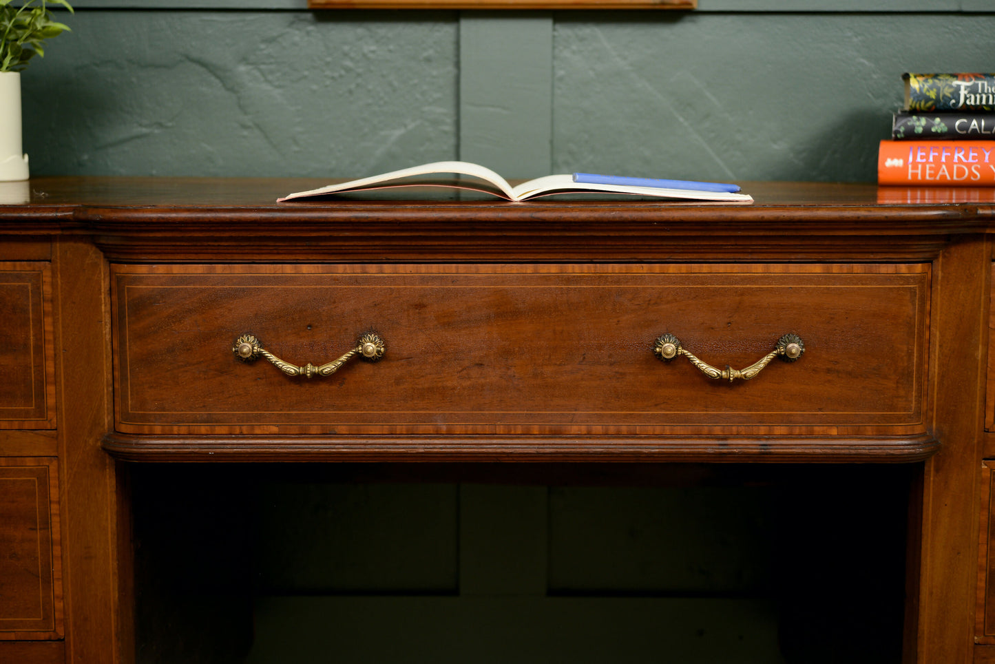 Vintage Mahogany Pedestal Desk - Kneehole - With Drawers