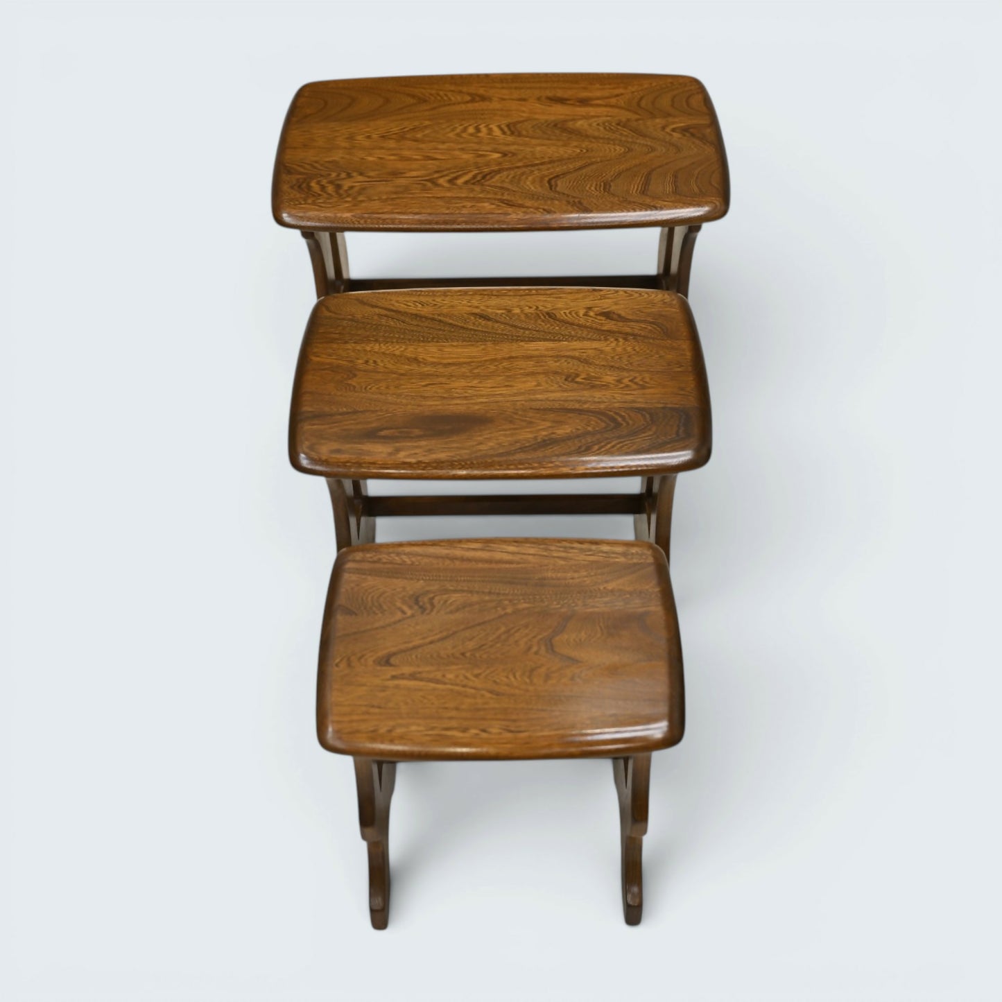 Ercol Nest Of Tables Solid Elm Side Tables Ercol's Badge 1970s GD FREE Delivery*