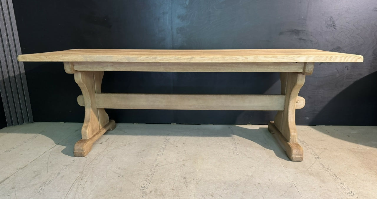 French Bleached Oak Farmhouse Dining Table