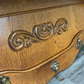 Coat Rack Antique French Oak Carved Wall Coat Hanger 5 Brass Hooks LOT 3506