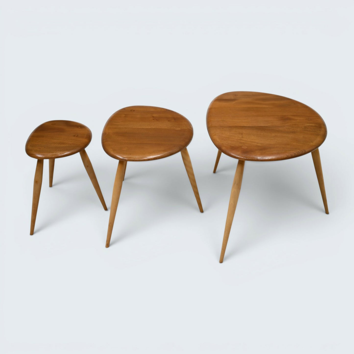 Ercol Pebble Nest Of Tables Ercol's Light Finish Good Condition Free Delivery