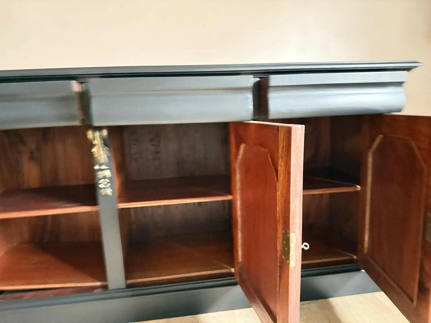 Antique Black, hand painted Sideboard