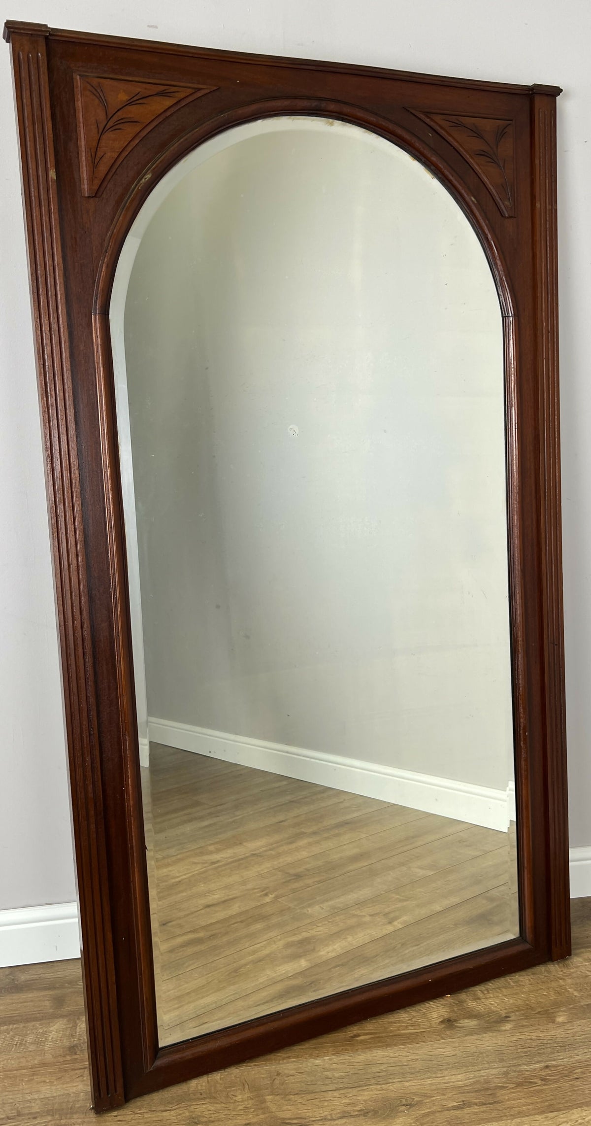 Mirror Antique French Style Oak Arched Carved Large Wall Mirror LOT 6530