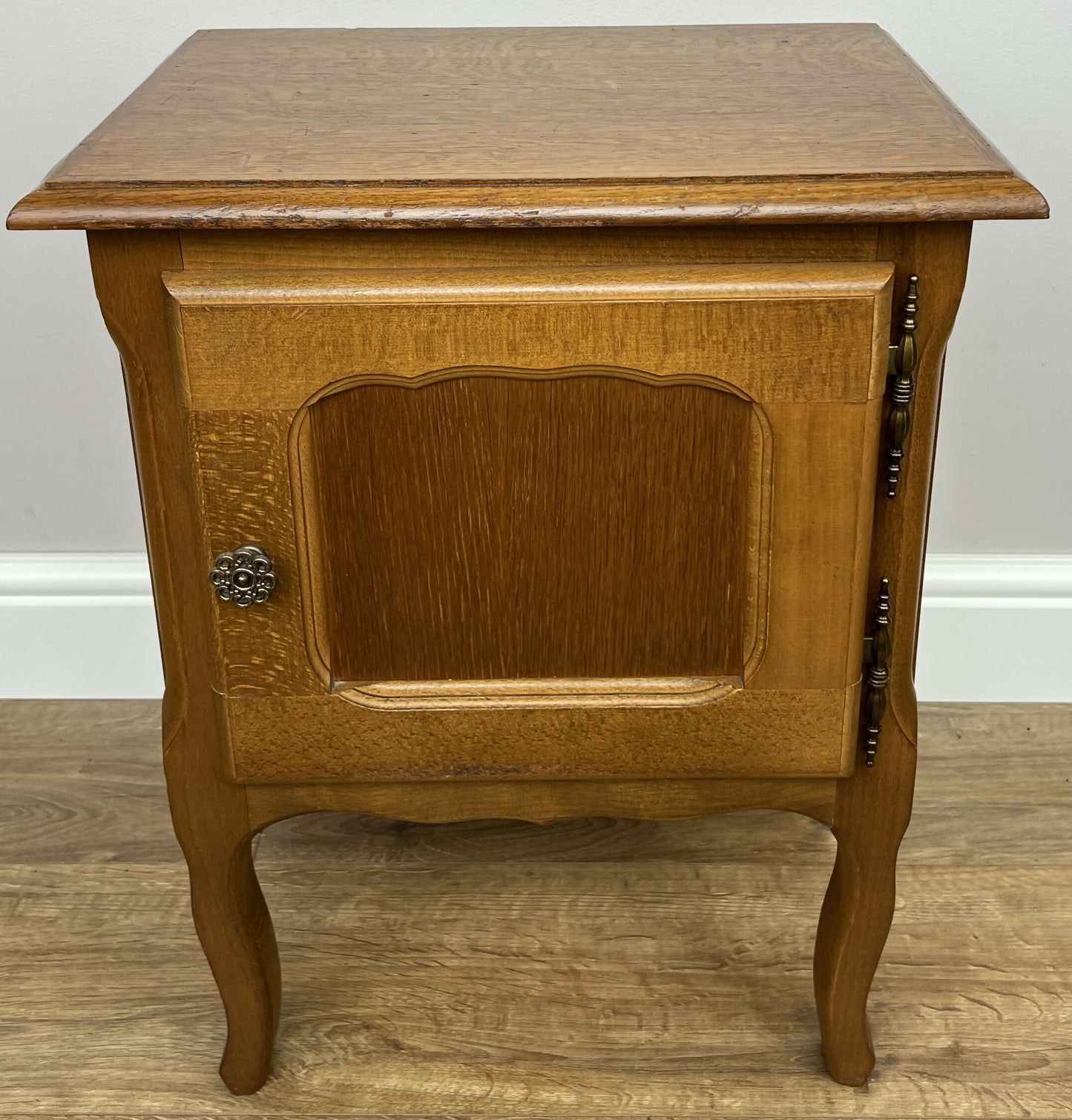 Pair of Bedside Tables Vintage French Louis Oak Nightstands Cabinets LOT 6226