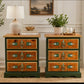 Pair of matching bedside drawers cabinets green gold