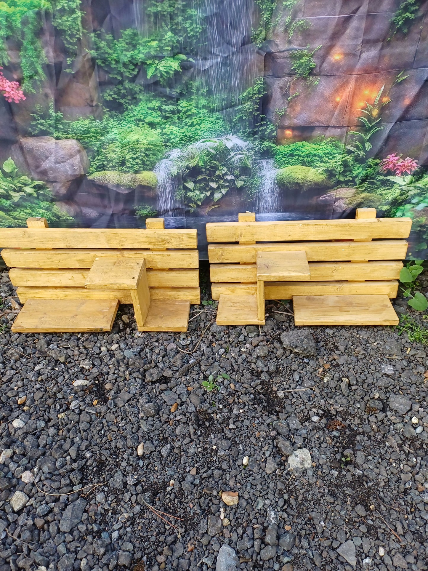 Pair of Handmade Wooden Shelfs