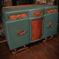Vintage Art Deco Sideboard - Green & Original Wood